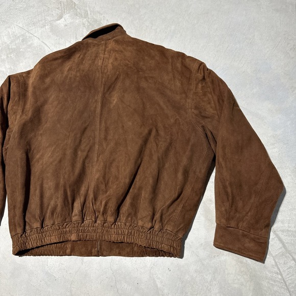 VTG Golden Bear Sportswear Men's SZ L Brown Suede Leather Bomber Jacket USA MADE - Picture 10 of 12